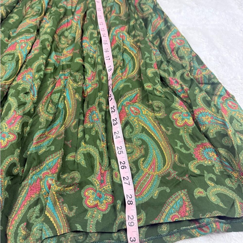 Vintage 1980’s Liz Claiborne Green Paisley A-Line Skirt - Picture 5 of 6